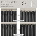Charcoal Grey Pleated Linen Semi Sheer Curtains 45 Inch Length 2 Panels | - Image 5