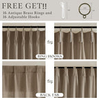 Latte Pinch Pleat Light Filter Thick Linen Semi Sheer Curtains 80 Inch Long | - Image 2