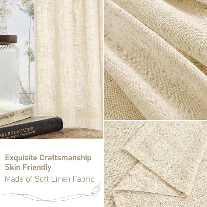 Linen Semi Sheer Curtains 63 inch Long - Image 6