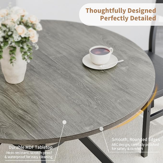 Round Dinner Table for 2-4, 42 Inch Kitchen & Dining Room Table - Image 5