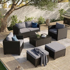 Aoxun 7 Piece Outdoor Patio Furniture Set 6 Seats, Outdoor Sectional by Aoxun