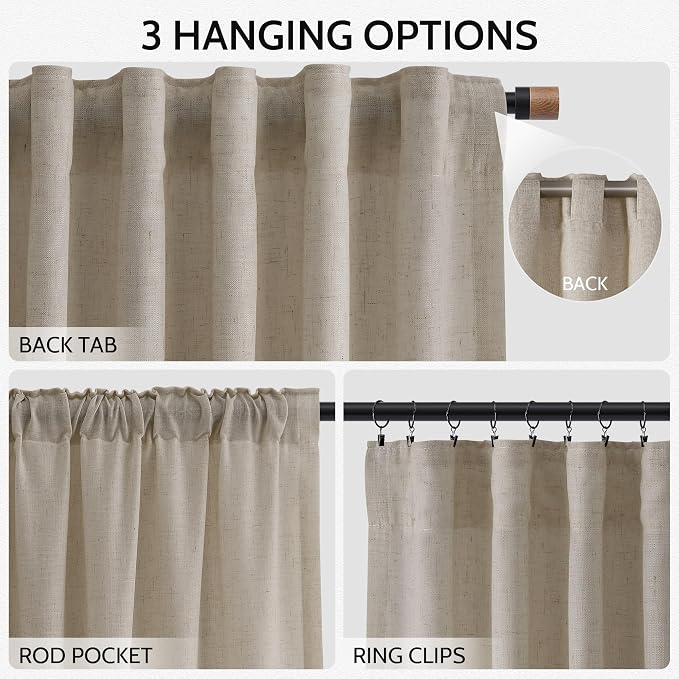 Modern Farmhouse Linen Curtains 96 Inches Long - Image 2