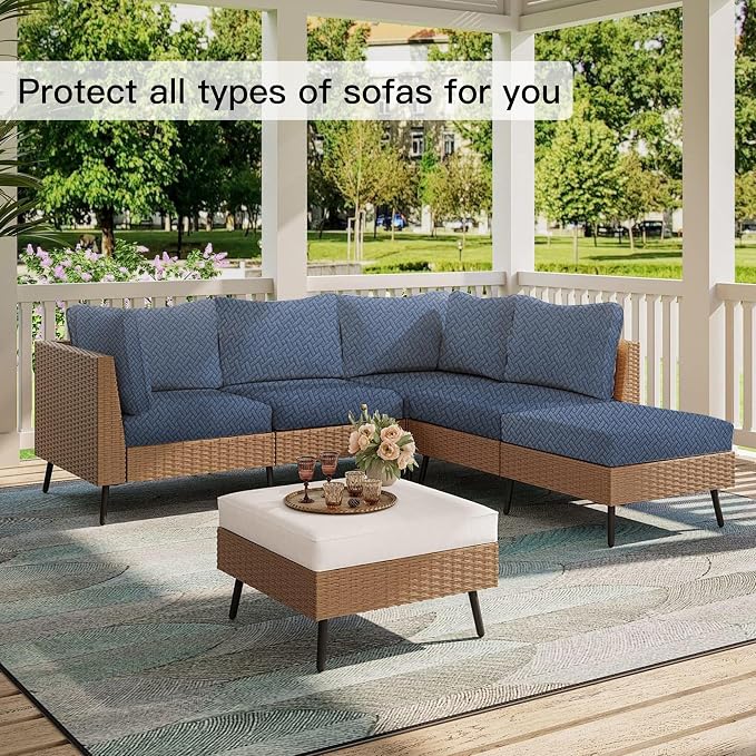 12PCS Patio Cushion Covers, Patio Furniture Couch Seat Slipcovers | Washable - Image 4
