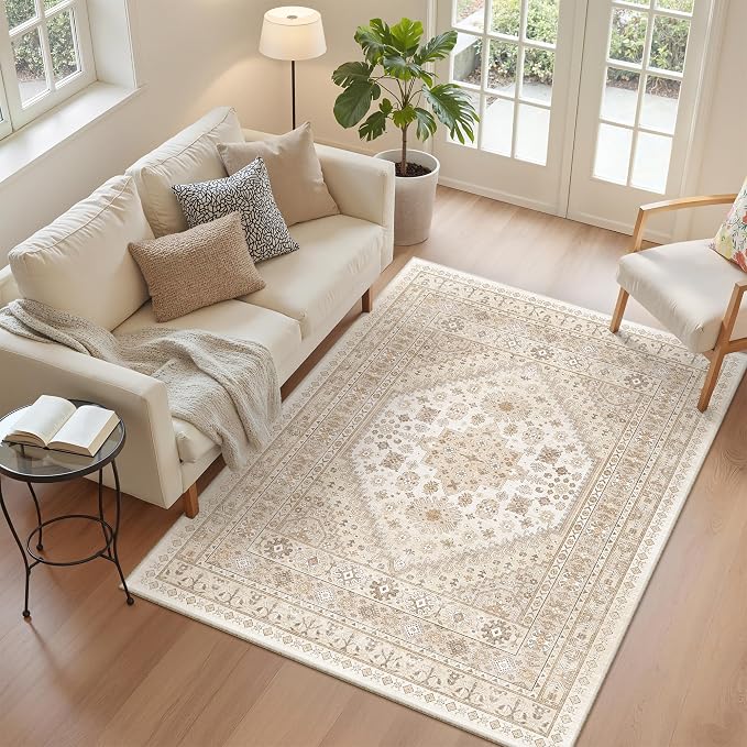 3x5 Rug for Entryway, Washable Area Rug, Living Room, Dining Room, Vintage Rug - Image 4