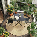GarveeLife 3 Piece Patio Bistro Set, Folding Patio Bistro Table and Chairs Set - Image 2