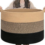 INDRESSME XXXLarge Cotton Rope Basket 21.7" x 21.7" x 13.8" Woven Baby laundry by INDRESSME