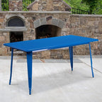 Flash Furniture Charis Commercial Grade 31.5" x 63" Rectangular Blue Metal - Image 2