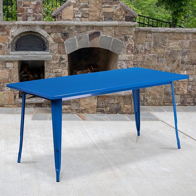 Flash Furniture Charis Commercial Grade 31.5" x 63" Rectangular Blue Metal - Image 2