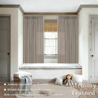 Burlywood Birch Pleated Semi Sheer Linen Kitchen Curtains 50x63 | Taupe Pinch - Image 2