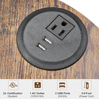 BEWISHOME Round End Table with Charging Station, Side Table Accent Nightstand - Image 5