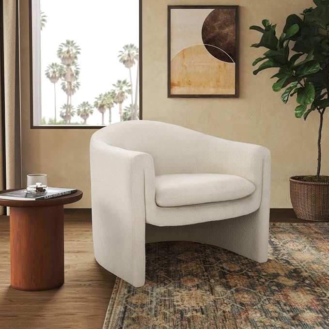 SAFAVIEH Couture Collection Laylette Ivory Boucle Accent Chair - Image 2