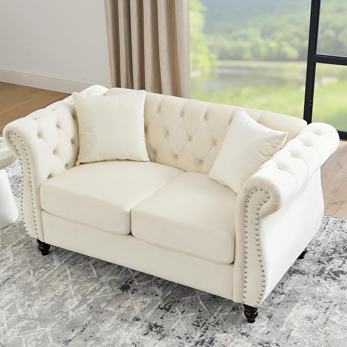 2 Piece Chesterfield Velvet Combination Sofa - Image 7