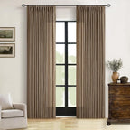 Brown 80 Inch Light Filtering Pinch Pleated Linen Curtains 2 Panels Set | Semi - Image 6