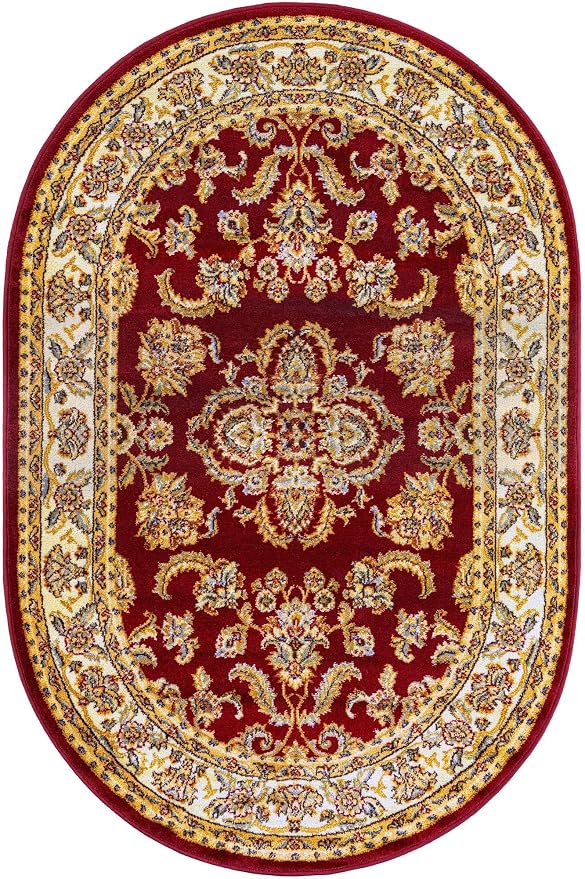 Rugs.com Aditi Collection Rug – 4x6 Oval Red Medium-Pile Rug Perfect - Image 3