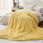 Bedsure GentleSoft Fluffy Yellow Blankets Queen Size - Image 6