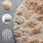 Tie-Dye Beige Round Area Rugs 5ft, Soft Bedroom Circle Rug Floor Mats - Image 2