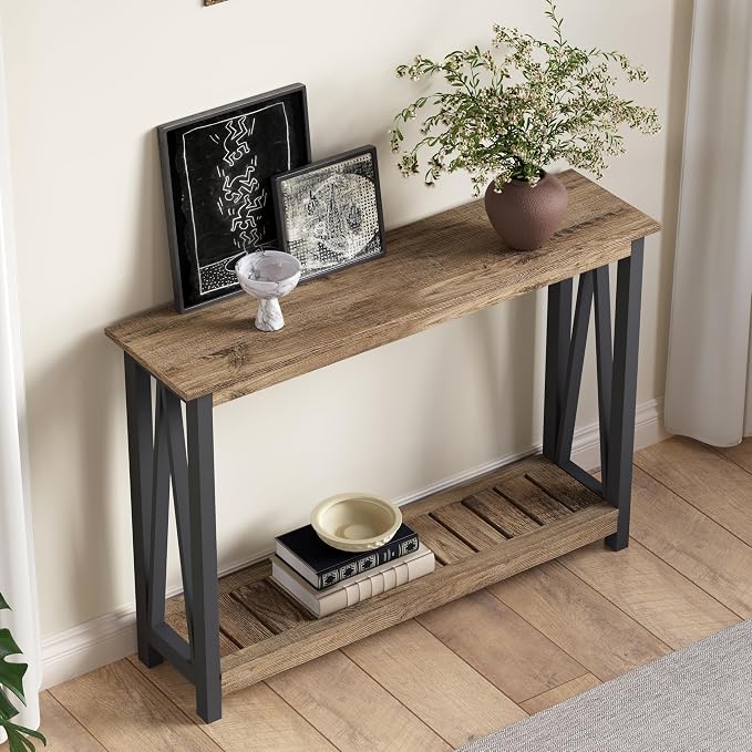 ChooChoo Farmhouse Console Table, Rustic Vintage Narrow Sofa Table - Image 4