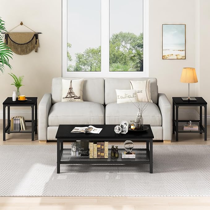 AWQM Coffee Table Set of 3, Industrial Coffee Table - Image 4