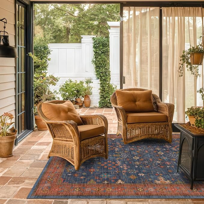 Navy Blue Area Rug 5x7 Living Room Rug by HazoHaus