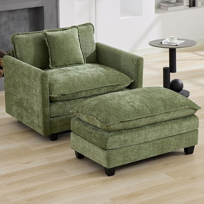 35‘’ Modern Chenille Cloud Sofa Ottoman, Rectangle Ottoman - Image 6