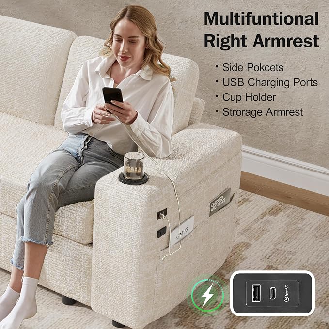 Vipbear 111" Modular Sectional Sleeper Sofa - Image 9