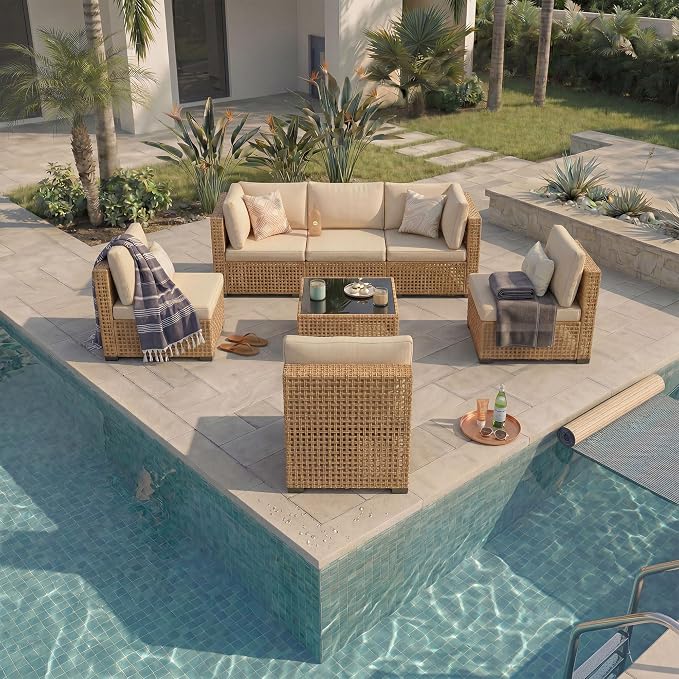 KIGOTY 7-Piece Patio Furniture Set, All-Weather PE Rattan Outdoor Sectional Sofa - Image 5