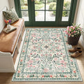 PLHXFR Area Rug Living Room: 3x5 Floral Washable Boho Carpet Green Beige | by PLHXFRSoftAreaRugs