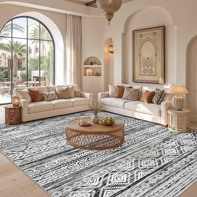 cotiled Boho 12x15 Area Rug for Living Room: Large Moroccan Washable Rug | - Image 4
