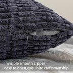 Pack of 2 Corduroy Decorative Throw Pillow Covers 20x20 Inch, Dark Grey | Fall - Image 3