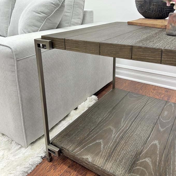 50 inch Wood Coffee Table with Removable Casters, Industrial Living Room Center - Image 5