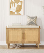 Akxomel Rattan Shoe Storage Bench - Image 2