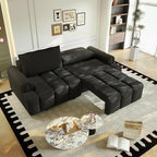 KEIKI 90.2" Modern 3-in-1 Sleeper Sofa Bed – Teddy Fabric 4-Seater Couch - Image 4