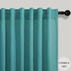 Pitalk Teal Linen Curtains 84 Inches Long 2 Panels Back Tab Rod Pocket Pleated - Image 8
