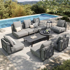 HERA'S HOUSE Metal Patio Furniture Set, Modular 7 Seats, 1 Nesting Coffee by HERASHOUSE