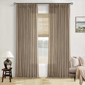 100 Inch Linen Blend Light Brown Memory Shape Pleated Curtains 2 Panels | by Twodrapes
