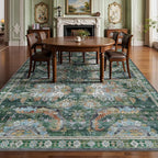 9x12 Area Rug, Vintage Retro Soft Washable Rug, Non-Slip Low Pile Rugs - Image 4
