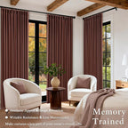 Chestnut Brown 100 Inch Floor Length Linen Blackout Curtains - Image 4