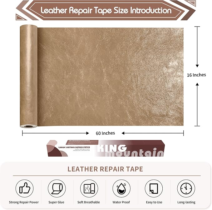 KING MOUNTAIN Leather Repair Patch, 16 x 60 Inches self Adhesive Leather Repair - Image 4