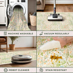 Beige Green 2x8 Rug Runners for Bathroom, Washable Long Floor Runner for Kitchen - Image 3
