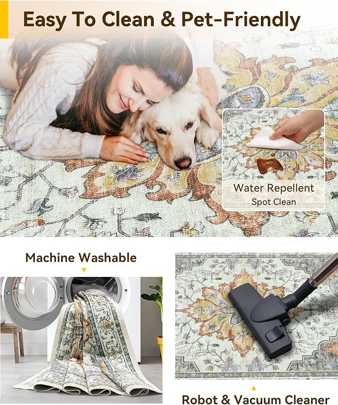 RELEANY Washable Area Rug, Runner 2'x6', Water Repellent, Pet Friendly - Image 6
