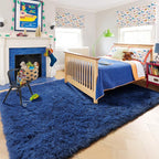 Amdrebio Navy Blue Fluffy Area Rug 4x6 - Image 3