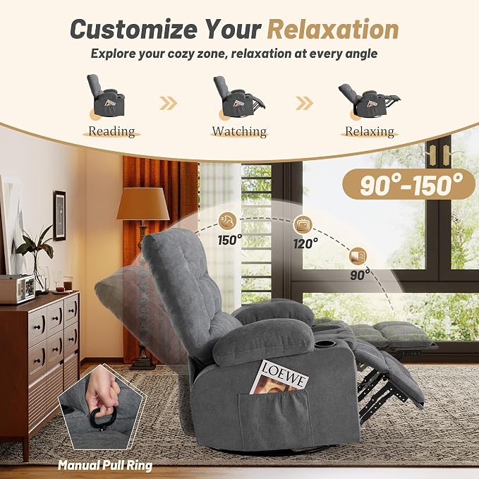 Oversized Swivel Rocker Recliner Chair - Image 4