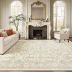 Soalmost 10x12 Area Rugs for Living Room Washable Rug Non-Slip Beige/Brown | - Image 2