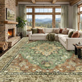 RELEANY Washable Area Rug, Large 10'x14', Brick/Brown/Green | Non-Slip by RELEANY