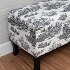 Linon Stephanie Black and White Toile Fully Upholstered Bench - Image 7