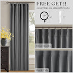 Dark Grey Pleated Thick Linen Blackout Curtains 105 Inches Long - Image 5