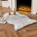 duduta White Black Faux Fur Rug 2x3 ft, Small Shag Bedside Rug Seat Covers | by duduta