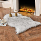 duduta White Black Faux Fur Rug 2x3 ft, Small Shag Bedside Rug Seat Covers | by duduta