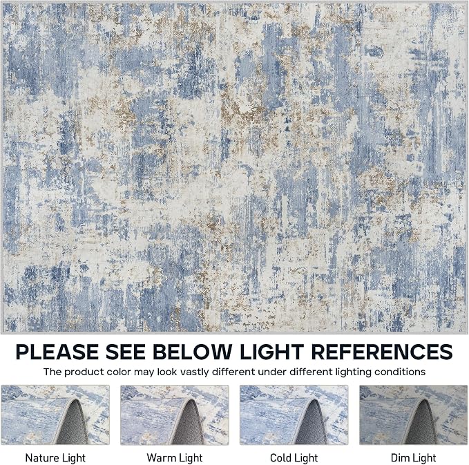 Aelenmu 6x9 Area Rugs for Living Room Bedroom Dining Room Washable Blue | Soft - Image 7