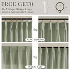 Pleated Memory Shaped Sage Green Linen Semi Sheer Curtains 50 by 80 Inch | - Image 5